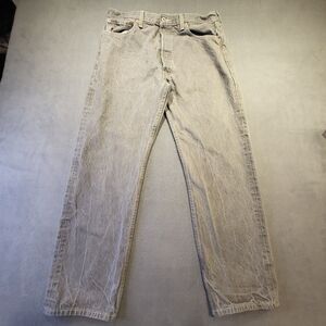 Levis 501 Jeans Mens 32x28 Gray Button Fly Straight Leg Denim Cotton Distressed